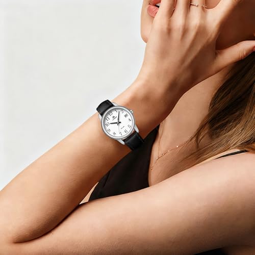 LN LENQIN Ladies Watches Analog Quartz Watch for Women Waterproof Women's Wrist Watches Easy Reader Womens Watch with Leather Strap（Black Silver White）