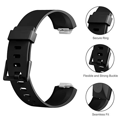 Tobfit Soft TPU Bands Compatible with Fitbit Inspire HR/Fitbit Inspire/Fitbit Ace 2 Bands, Sports Accessories Waterproof Wristbands Women Men, Small, Black