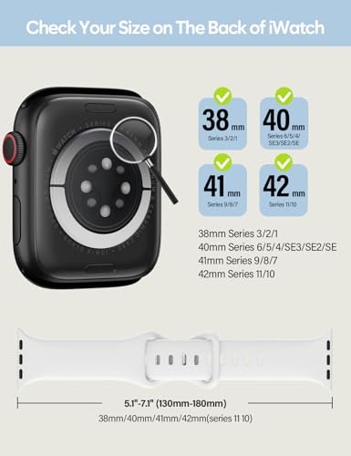 Sport Silicone Band Compatible with Apple Watch Bands 40mm 38mm 41mm 44mm 45mm 42mm 49mm Women Men,Soft Wristband Waterproof Replacement Sport Strap for iWatch Bands Series 9 8 7 6 5 4 3 2 1 SE Ultra