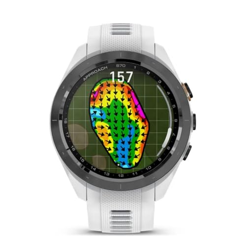 Garmin 010-02746-00 Approach S70 42 mm Premium GPS Golf Watch, White Band Bundle with Deco Essentials Charging Dock, 3X Silicone Dust Cover and USB Type C Charging and Sync Cable