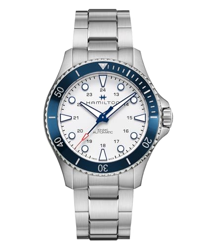 Hamilton Khaki Navy Automatic Men's Watch, 43mm Stainless Steel Case, Swiss Made, Silver Dial Analog Wrist Watch for Men, 300m Waterproof, Sapphire Crystal, Stainless Steel Strap
