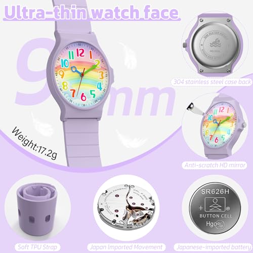 Edillas Kids Analog Watch for Girls Boys, 1.18-inch Large-Digit dial, Learning Time and Easy to Read, Waterproof Children Quartz School Watch, Children's Jewelry