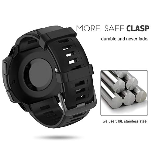 NotoCity for Garmin Instinct Band, Soft Silicone Replacement Watch Strap Compatible with Garmin Instinct 2/ Solar/Tactical(Black)