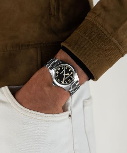 Hamilton Khaki Field Murph Automatic Men's Watch, 38mm Stainless Steel Case, Swiss Made, Black Dial Analog Wrist Watch, 100m Waterproof, Sapphire Crystal, 3-Hand Movement, Stainless Steel Strap