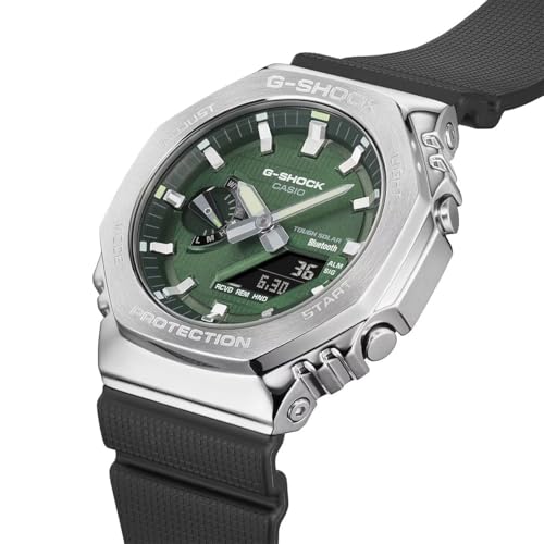 G-Shock Casio G-Steel Solar Connected Green Dial Black Resin Strap Watch - GBM2100A-1A3