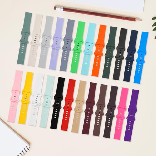 HAYONLIY 24 Pack Bands Compatible for Samsung Galaxy Watch 7/FE/6/5/4 40mm 44mm, 5 Pro, Watch 6/4 Classic 43mm 47mm 42mm 46mm, 20mm Sport Replacement Soft Silicone Strap for Women Men