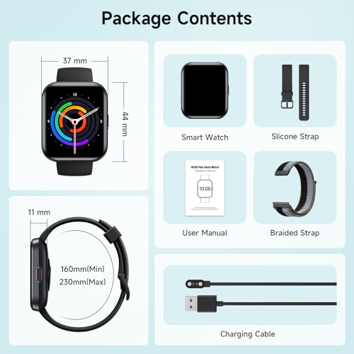 Smart Watch for Men Women, 1.8" Fitness Tracker for Android & iPhone, Answer/Make Calls, Alexa Built-in, Heart Rate/Sleep/SpO2 Monitor Smartwatch, IP68 Waterproof Watches 101+ Sport Modes, 2 Bands