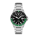 Emporio Armani Men's GMT Dual Time Silver Stainless Steel Bracelet Watch (Model: AR11589)