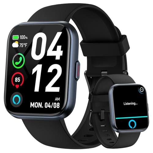 Smart Watches for Men Android & iPhone, 1.8" HD Alexa Built-in Smartwatches Fitness Tracker Watch with Bluetooth Calls, IP68 Waterproof, Heart Rate/Sleep/SpO2 Monitor, 110 Sport Modes - Black