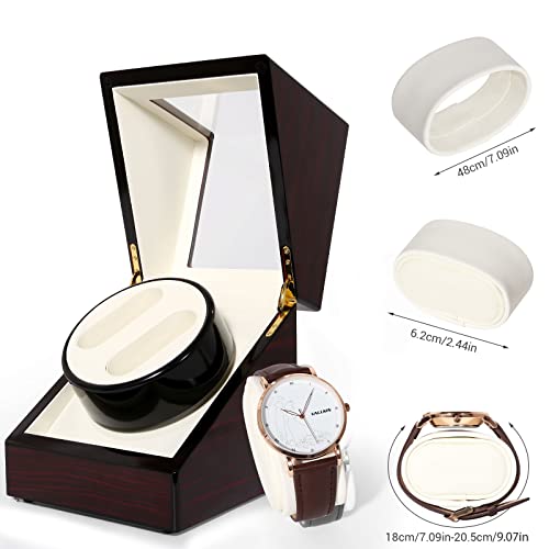 Uten Automatic Watch Winder Box Luxury Wooden Watch Storage Case, Double Watch Winder with Quiet Motor 4 Rotation Mode for Father's Day Gift for Him, Birthday Gift. Red