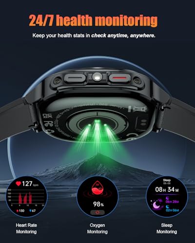Military Smart Watches for Men(Answer/Make Calls), 1.39" HD Fitness Watch, 24/7 Heart Rate Sleep Monitor, Smart Watch for Men,114+ Sport Modes, IP68 Waterproof Smartwatch for Android iOS, 30Day, Black