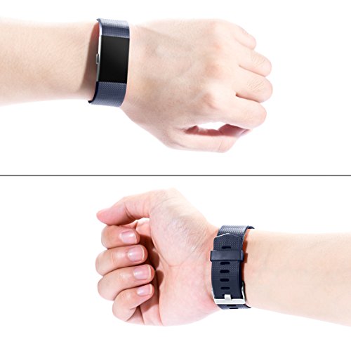 Maledan Bands Replacement Compatible with Fitbit Charge 2, 3-Pack, Large Gray/Blue/Black