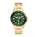 Fossil Men's Watch, Blue Quartz Stainless Steel Three-Hand Watch for Men, Color: Gold/Green Taper