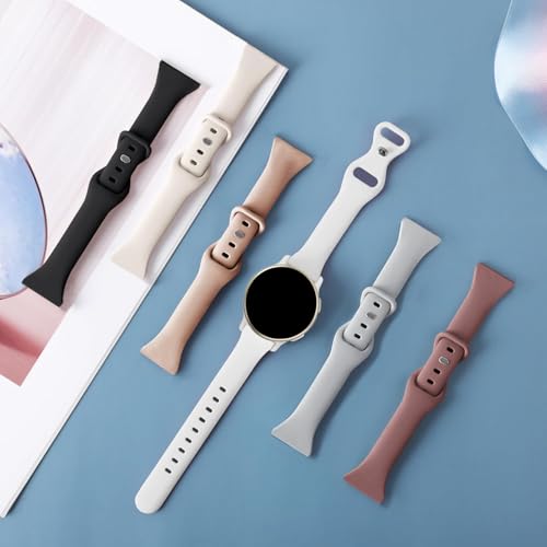CUNUJIX Slim Silicone Watch Bands Compatible with Garmin Vivoactive 6/ Vivoactive 5/Vivoactive 3/Venu Sq/Venu 2 Plus/Forerunner 165/55/245 Music, 20mm Thin Soft Narrow Sport Strap for Women (4 Pack)