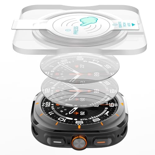 SPGUARD 2 Pack Samsung Galaxy Watch Ultra 47mm(2025/2024) Screen Protector,Auto-alignment Installation Kit Accessories Tempered Glass Screen Protector for ONLY Samsung Galaxy Watch Ultra 47mm(2025/2024)