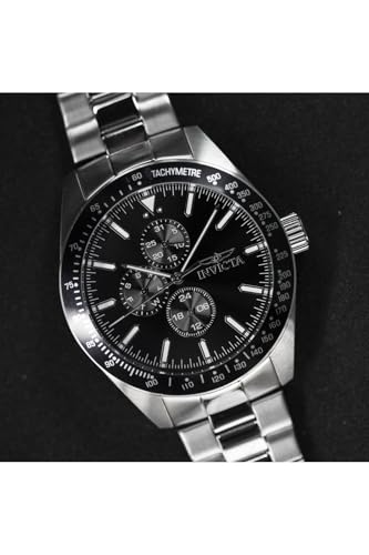 Invicta Aviator Men 45mm Stainless Steel Silver Black dial VH67 Quartz