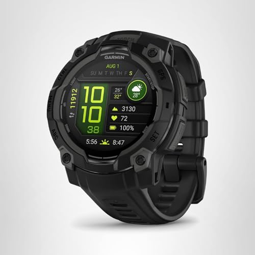 Garmin Instinct® 3 45mm, AMOLED Display, Rugged Outdoor GPS Smartwatch, Metal-Reinforced Bezel, Built-in Flashlight, Up to 18 Days of Battery Life, Black