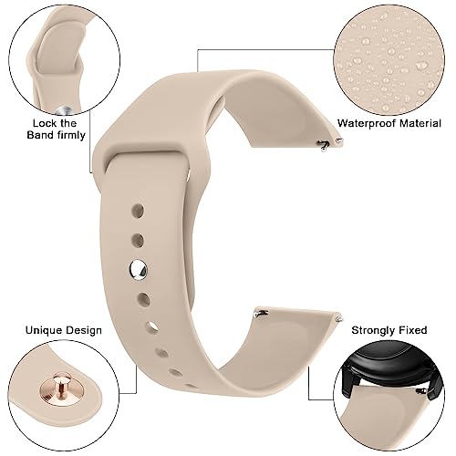 Meliya Silicone Watch Bands, 20mm 22mm Quick Release Soft Sport Replacement Watch Strap for Women Men (22mm, Starlight+Milk Tea+Violet Smoke)