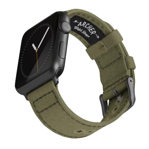 Archer Watch Straps - Canvas Straps for Apple Watch (Faded Olive, Gray, 40/41/42mm)