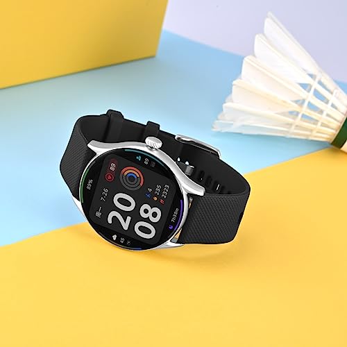 ANBEER Silicone Watch Band 22mm Quick Release Rubber Watch Straps for Men Women,Black with Silver Stainless Steel Buckle