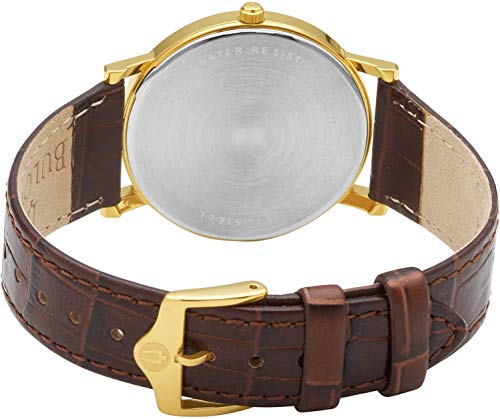 Bulova Men's Classic 3-Hand Calendar Date Quartz Leather Strap Watch, Buckle, 37mm Style:97B100