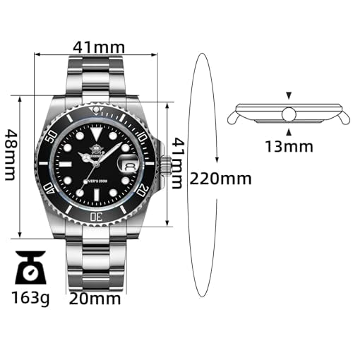 ADDIESDIVE Quartz Divers Watch for Men Diver 200 M Black Dial Luminous Stainless Steel Strap