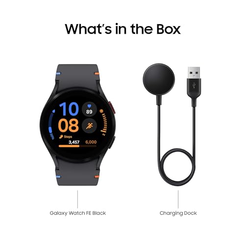 SAMSUNG Galaxy Watch FE 40mm GPS, AI Smartwatch w/Fitness Tracking, BIA Sensor, Personalized HR Zones, Heart Rate Tracker, Sleep Monitor, 2024, Black (US Version) (Renewed)