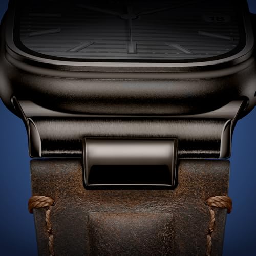 Tlselt Leather Band for Apple Watch Ultra 3/Ultra 2 Bands 49mm 46mm 45mm 44mm, Top Genuine Leather Designer Replacement Strap for iWatch Ultra 3 2 1 SE series 11 10 9 8 7 6 5 4 3