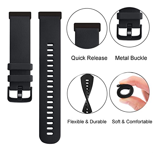 3-Pack Sport Bands Compatible with Fitbit Versa 4/Versa 3/Sense 2/Sense Band, Classic Soft Silicone Replacement Wristband Strap Accessories for Women Men(Black/Midnight Blue/Gray)