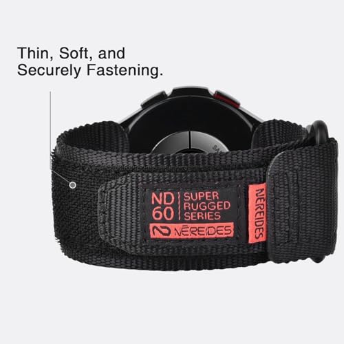 Nereides Band Compatible with Samsung Galaxy Watch 7 6 5 4 40mm 44mm/ Watch 6 4 Classic/Watch 5 Pro/Watch 3 Classic 41mm/Active 2, 20mm Nylon Replacement Sports Strap for Men Women(Black,L)