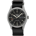 SEIKO SRPG37 Watch for Men - 5 Sports - Automatic with Manual Winding Movement, Black Dial, Stainless Steel Case, Black Nylon Strap, 100m Water Resistant, and Day/Date Display