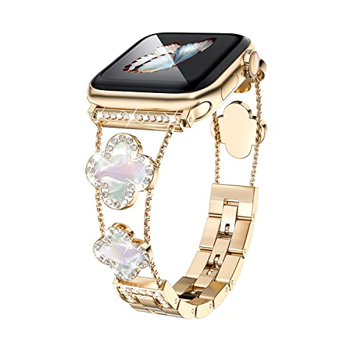 38/40/41/42 mm(Series 10) cool woman chain metal smartwatch strap compatible with Apple Watch Band Series 11/10/9/8/7/6/SE/5/4 adjustable replacement watch bracelet for Iwatch gold Watch Band