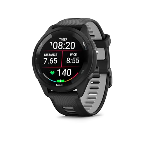 Garmin Forerunner 265 Running Smartwatch, Colorful AMOLED Display, Training Metrics and Recovery Insights, Black and Powder Gray