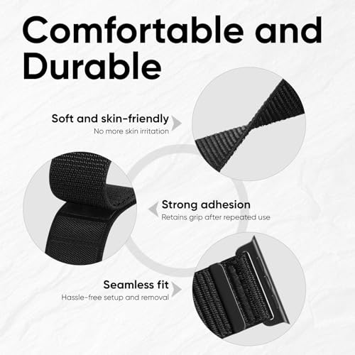 Arm/Ankle Band Compatible with Apple Watch 38mm 40mm 41mm 42mm 44mm 45mm 46mm 49mm for Women Men, Adjustable and Breathable Nylon Armband/Ankle Strap for iWatch SE3 2 1 Ultra Ultra2 Ultra3 Series 11 10 9 8 7 6 5 4 3 2 1