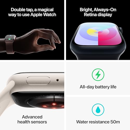 Apple Watch Series 9 [GPS + Cellular, 41mm] - Silver Aluminum Case with Storm Blue Sport Band, M/L (Renewed)