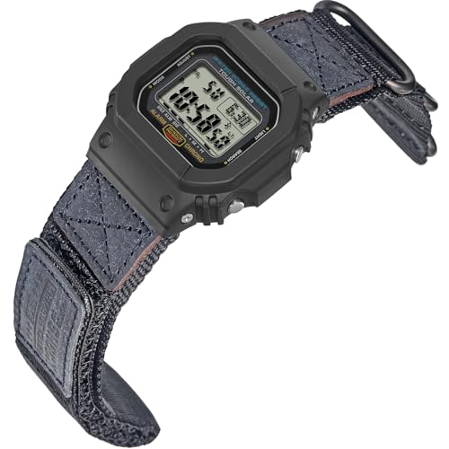 HEMSUT Quick Release 16mm Military Tactical Watch Band for Casio | Shock-Resistant Nylon & Leather Strap | Compatible with GA-100, DW-5600, DW-6900, GW-M5610, GBD-800 Series & More