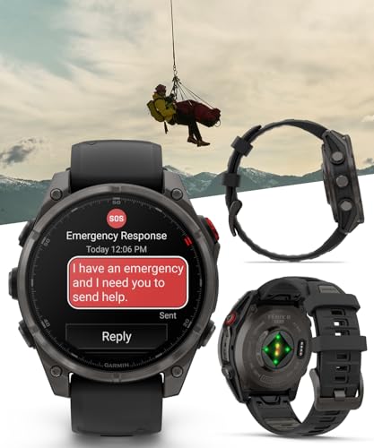 Garmin Fenix 7 Pro Solar Sapphire Multisport GPS Smartwatch, Titanium, Fog Gray/Ember Orange with Wearable4U E-Bank Bundle 47 x 47 x 14.5 mm