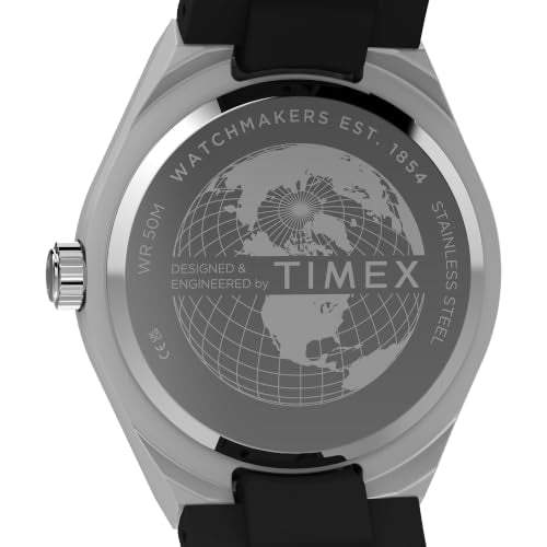 Timex Men's Q Continental GMT 39mm Watch - Black Strap Black Dial Stainless Steel Case