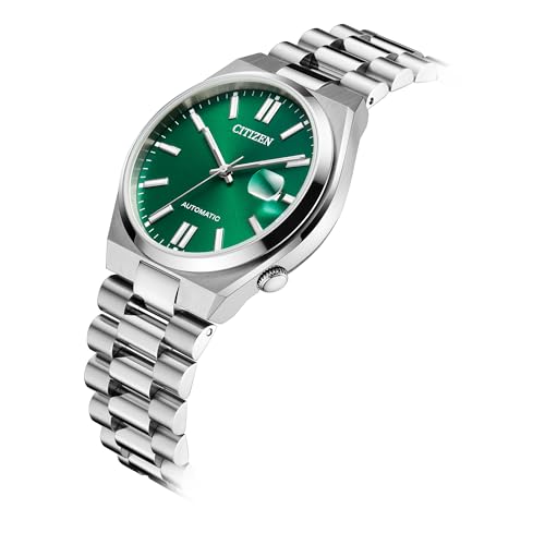 Citizen Men's Automatic Tsuyosa Sport Luxury Watch, Silver-Tone Stainless Steel, Green Dial, 3 Hand with Date, 42 Hour Power Reserve (Model: NJ0150-56X)
