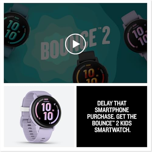 Garmin Bounce™ 2, Kids Smartwatch with Calling, Messaging and Location Tracking Features, Light Purple