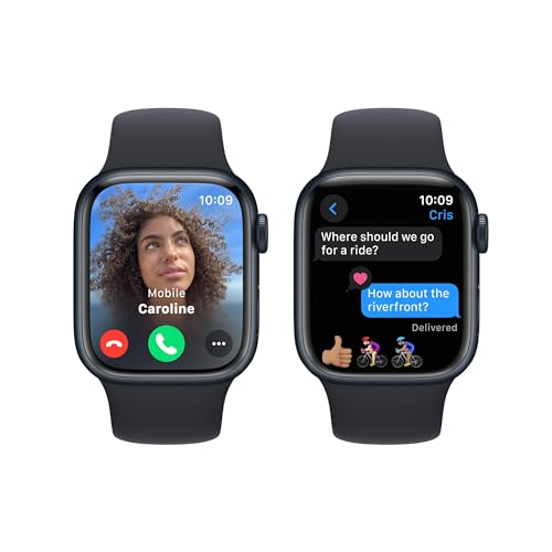 Apple Watch Series 9 GPS 41mm Midnight Aluminum Case with Midnight Sport Band - M/L (Renewed)