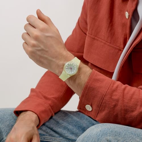 Swatch Gent Unisex Casual Watch Bio-sourced Yellow Quartz Water Resistant WAVELENGTHS of Sand