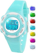 DTKID Digital Kids Watch 30 M Waterproof, 7 Color Lights Time Teaching Watch Easy to Read for Girls Boys 5-16