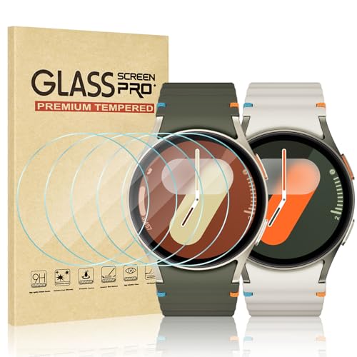 Watbro [5 Pack] for Samsung Galaxy Watch 7/6/5/4 44mm Clear HD Screen Protector Tempered Glass,2.5D 9H Hardness Ultra-thin Tempered Glass for Samsung Galaxy Watch Anti Scratch, Bubble Free