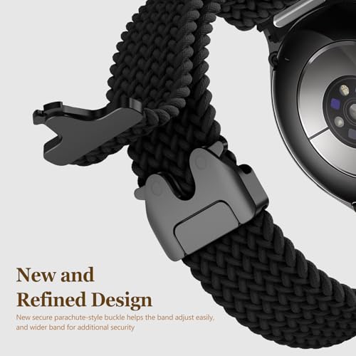 Braided Bands for Samsung Galaxy Watch 7/6/5/4/FE 40mm 44mm/Watch 6 4 Classic 46mm 42mm 47mm 43mm/5 Pro 45mm,One Click No Gap Parachute Elastic Nylon Sport Strap Wristband Galaxy Watch Band Men/Women