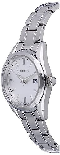 SEIKO SUR633 Watch for Women - Essentials Collection - with Stainless Steel Case and Bracelet, Silver Sunray Dial, Date Calendar, and Water-Resistant to 100m