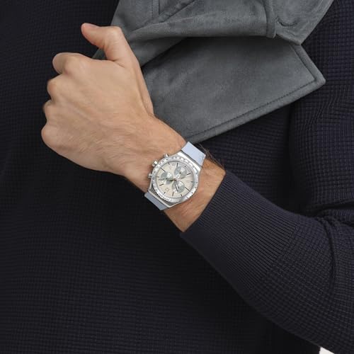 Swatch New Irony Chrono Unisex Dress Watch Stainless Steel Blue Quartz Water Resistant BLUESHIFT Glow