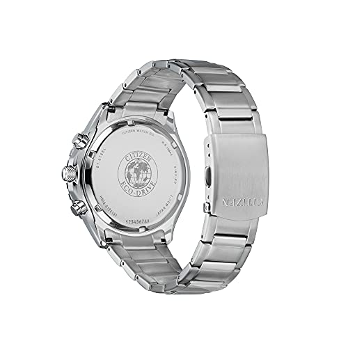 Citizen Men's Eco-Drive Weekender Chronograph Watch in Silver-tone Stainless Steel, Black Dial (Model: AT2387-52E)