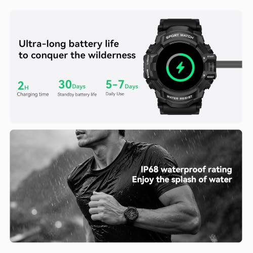 MIDDOW Military Smart Watch for Men (Answer/Make Call), iOS & Android