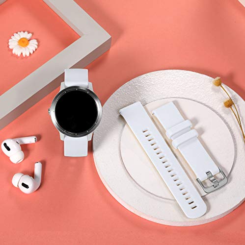 GEAK Compatible with Garmin Vivoactive 5 Watch Bands/Garmin Vivoactive 3 Watch Bands,20mm Silicone Band for Vivoactive 3 Music/Vivomove Sport,Forerunner 645/245 Music Smartwatch Women Men White